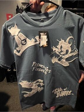 Tom & Jerry Men's Blue Graphic Short-Sleeve Tee